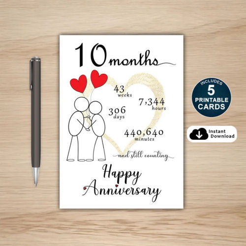 10 month Anniversary Card Printable