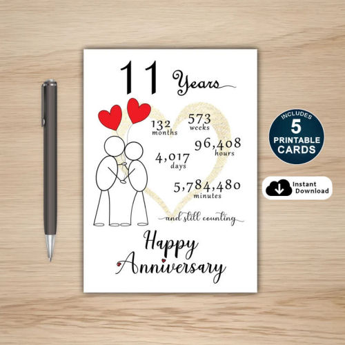 11th Anniversary Card Printable