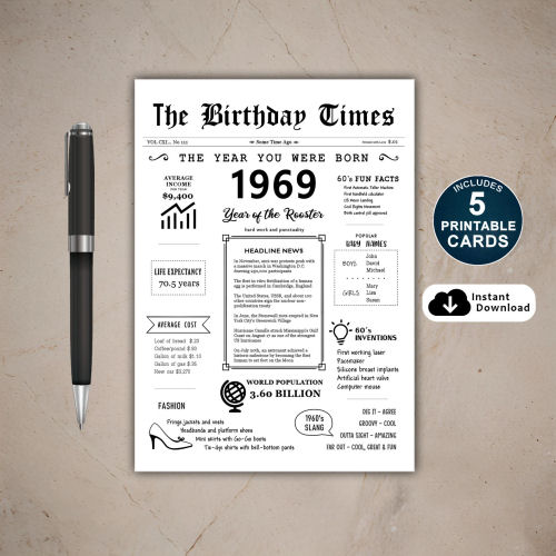 1969 The Year You Were Born PRINTABLE