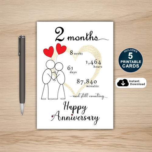 2 month Anniversary Card Printable