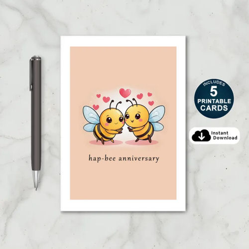 Hap-Bee Anniversary Card Printable