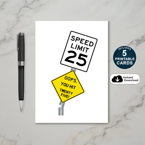 Oops You Hit 25 Birthday Card Printable