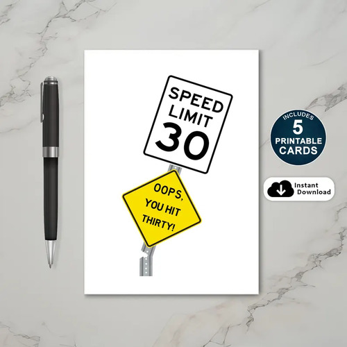 Oops You Hit 30 Birthday Card Printable