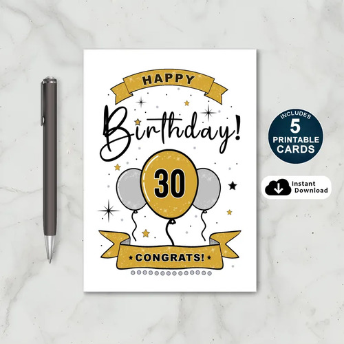 Printable 30th Birthday Card