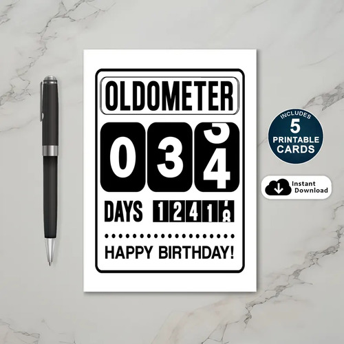 Printable 34th Birthday Oldometer Card