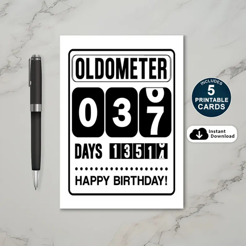 Printable 37th Birthday Oldometer Card