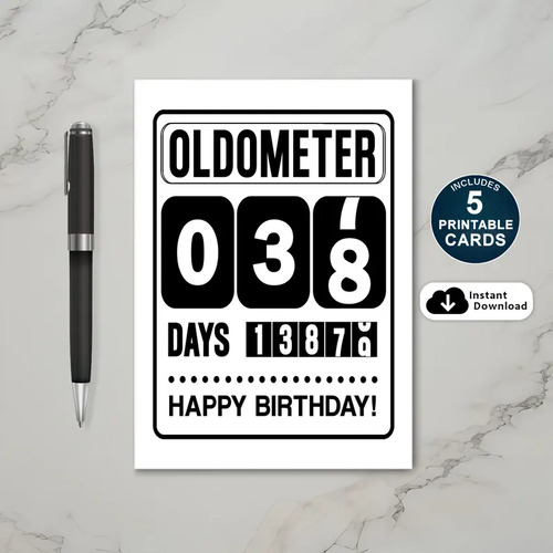 Printable 38th Birthday Oldometer Card