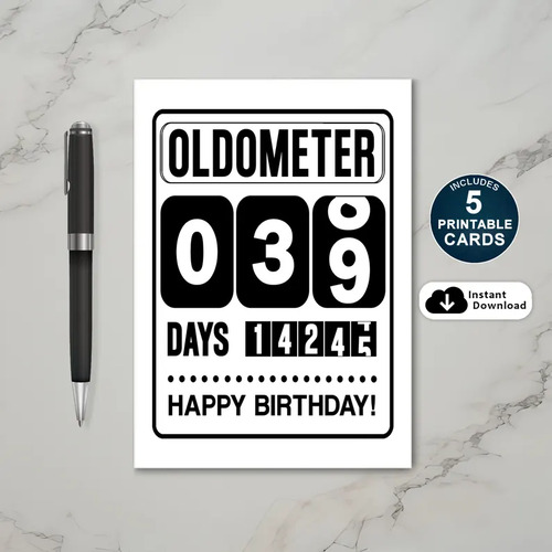 Printable 39th Birthday Oldometer Card