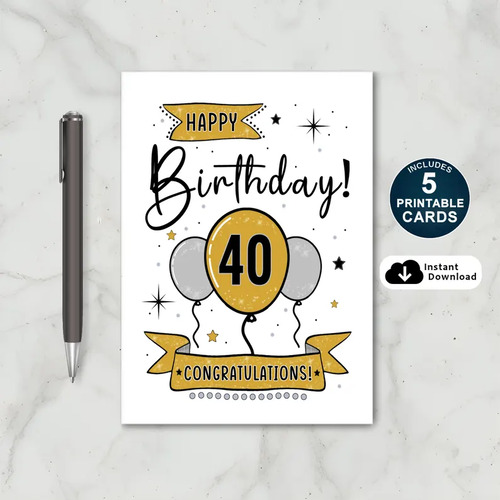 Printable 40th Birthday Card