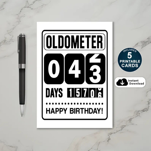 Printable 43rd Birthday Oldometer Card