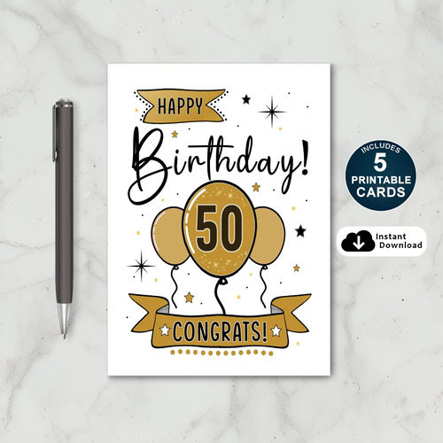 Printable 50th Birthday Card