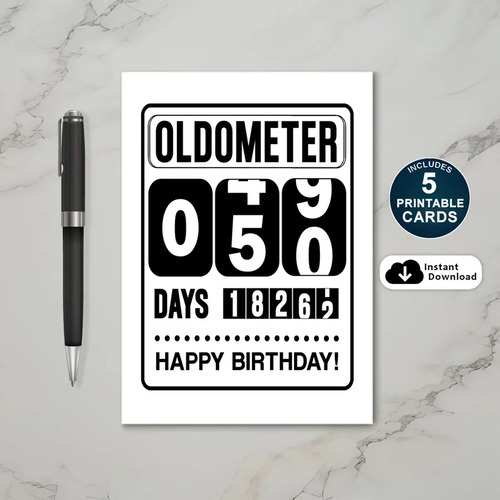 Printable 50th Birthday Oldometer Card