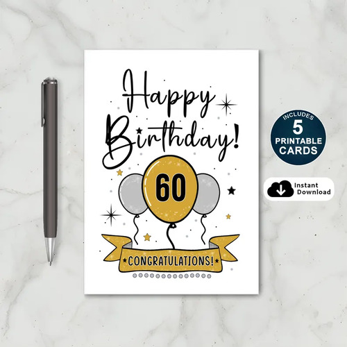 Printable 60th Birthday Card