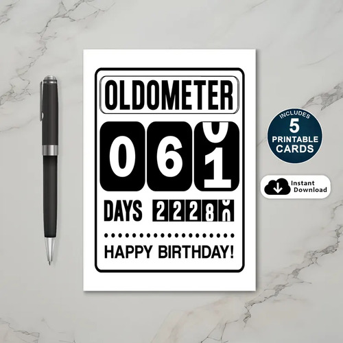 Printable 61st Birthday Oldometer Card