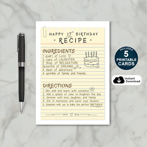 Recipe for Joy: A 17th Birthday Card for son