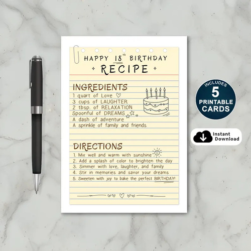 Recipe for Joy: A 18th Birthday Card for daughter